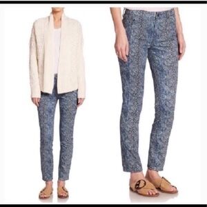 Tory Burch navy Boa Snakeskin print pants sz 28